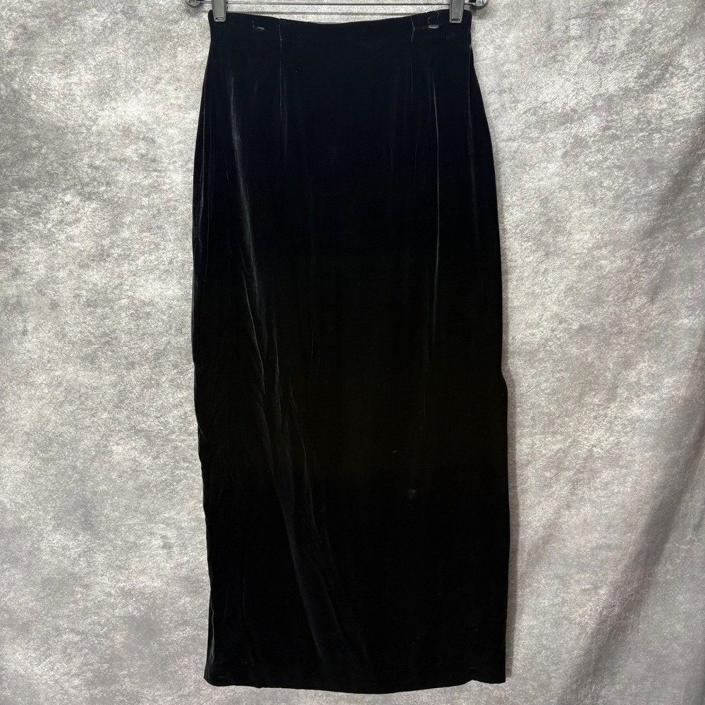 VTG Jones New York Country Black Velvet Maxi Skirt Size 8 Silk Blend Whimsigoth